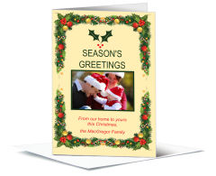 Christmas Mistletoe Holly Borders Cards with photo 5.50